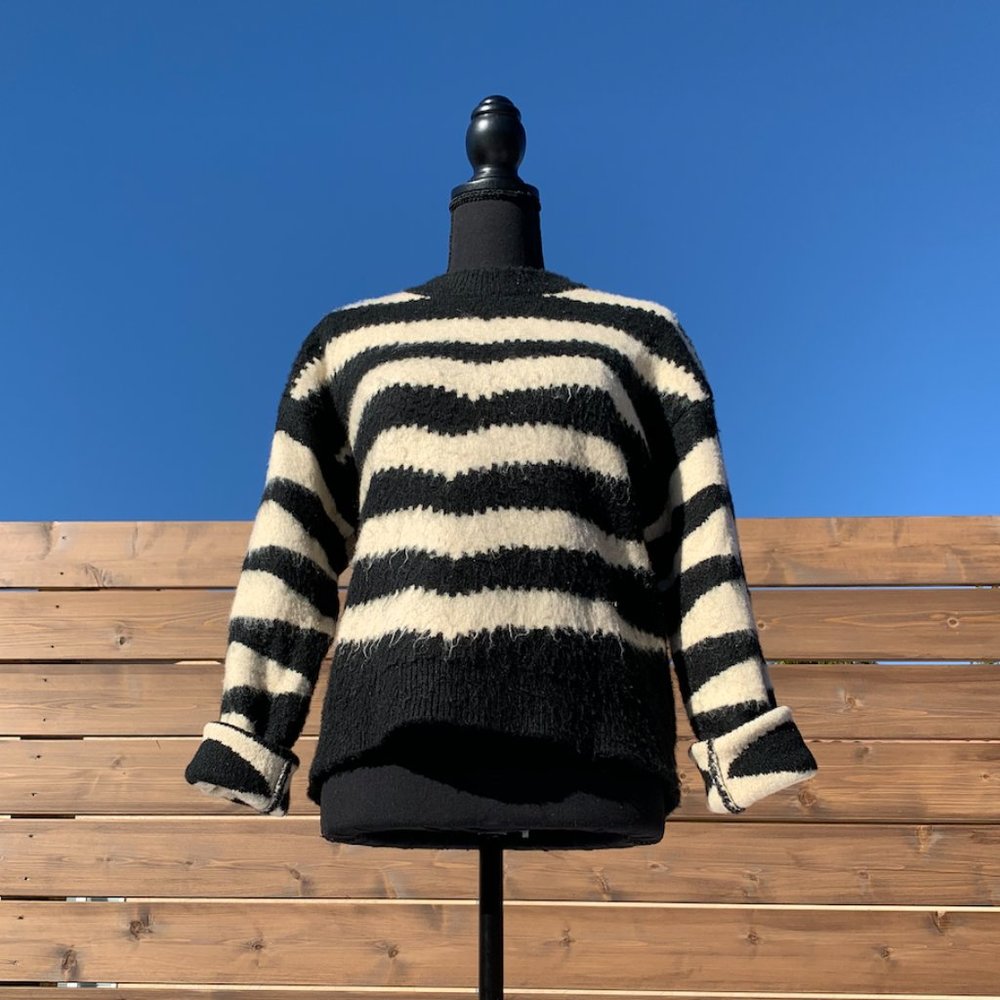 MANGO Zebra textured sweater Sz SM